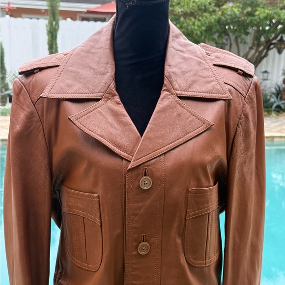 Men's vintage Brown Leather Jacket - Picture 4 of 9